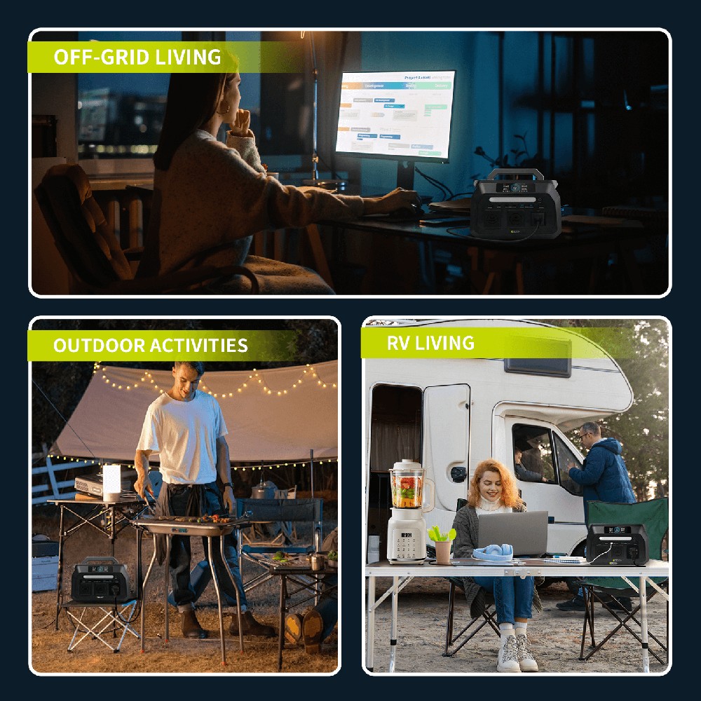 IEETek P800 Portable Power Station, 800W Pure Sine Wave Output, 1600W Surge, 512Wh LiFePO4 Battery, 1.2H Fast Charging, ≤10ms EPS Backup, 95% Conversion Efficiency, 4000+ Cycles, 10 Outputs for Camping & Emergency Backup