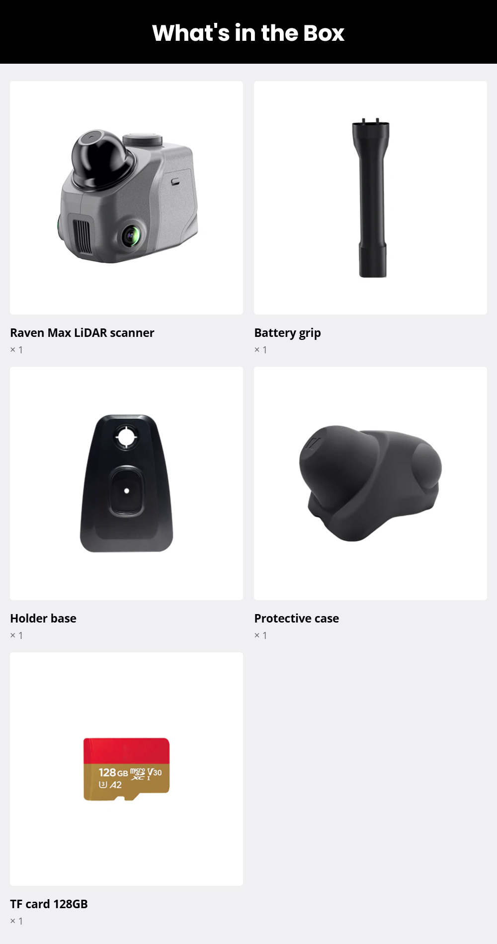 3DMakerpro Raven Max LiDAR Scanner, Dual 12MP Cameras, 100m Scan Range, Enhanced RGB Point Clouds, 150,000 Points/s, 360°×40° FOV, 4K True-Color Capture, 32GB Storage, 12000mAh Battery, Wi-Fi 5