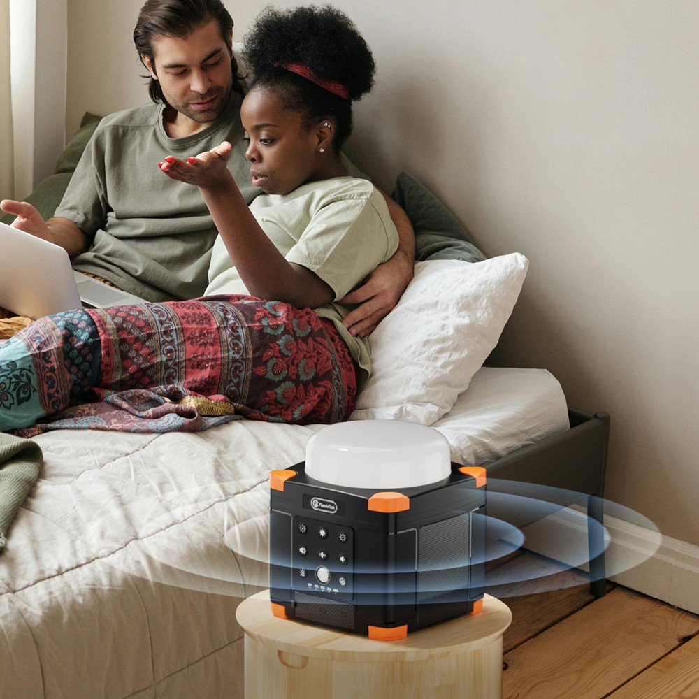 FlashFish FL9-A Station d'alimentation multifonctionnelle, batterie lithium 56Wh / 15600mAh, charge rapide USB-C PD 45W, deux haut-parleurs Bluetooth 5.0 15W, lampe de camping 700LM à 3 modes, son stéréo TWS, lumière d'urgence SOS