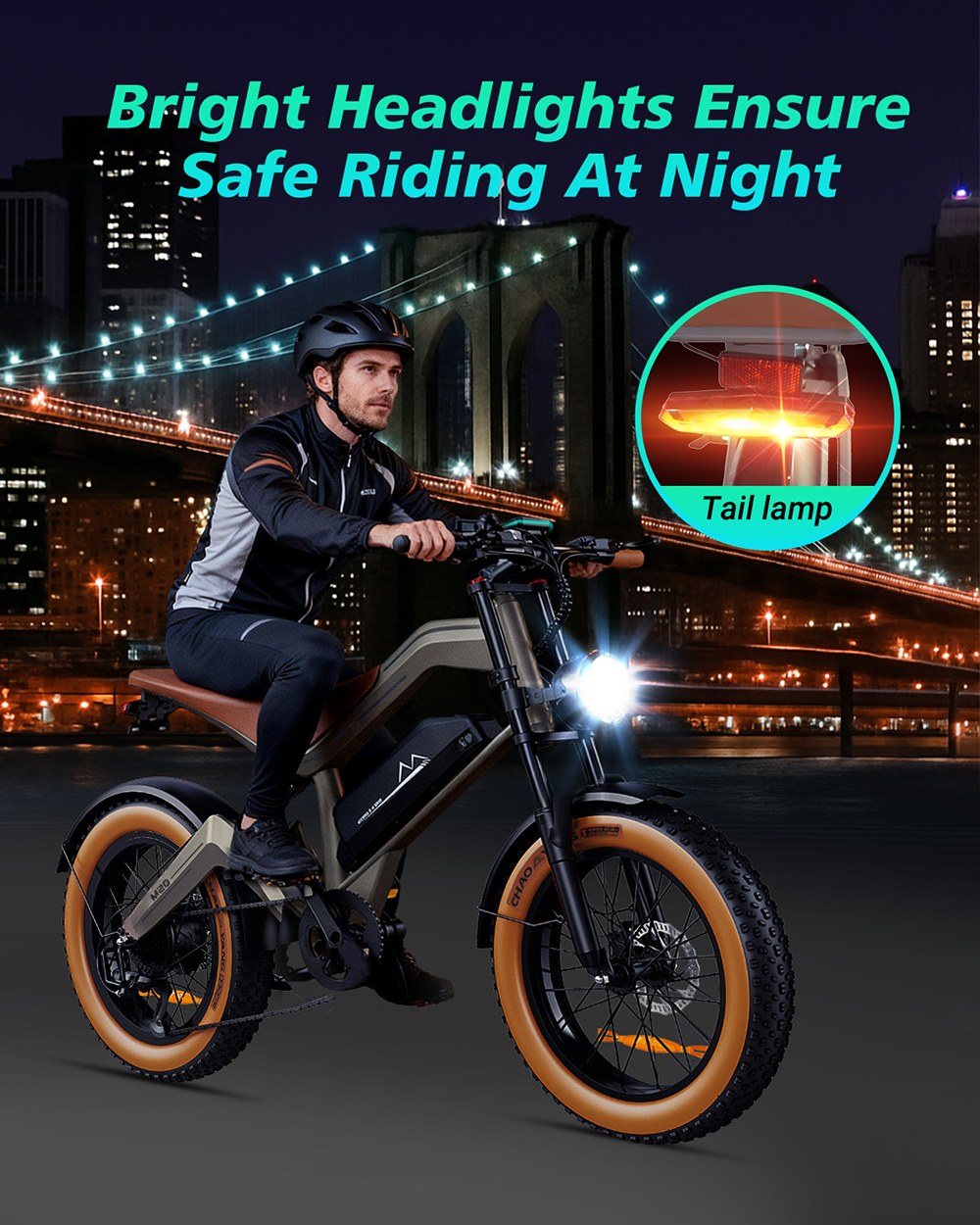 ZONVEER M20 Electric Bike, 1500W Peak (750W Rated) Geared Hub Motor, 48V 18.2Ah Battery, 55km/h Max Speed, 100km Range, Full Suspension, 20