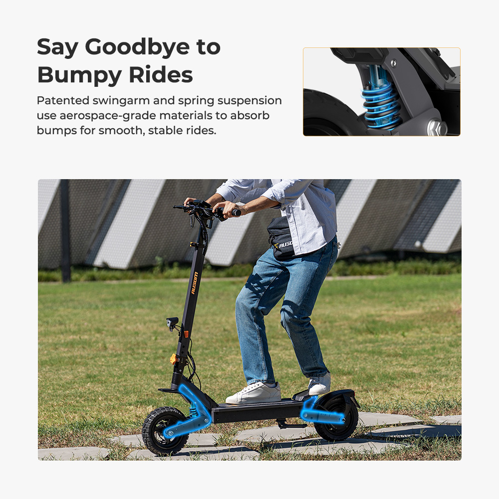 Ausom L1 Electric Scooter ABE Version, 500W Motor, 48V 20.8Ah Battery, 10 inch Tires, 20km/h Max Speed, 90km Range, Front & Rear Disc Brakes, Swingarm Suspension, NFC & Passcode Unlock