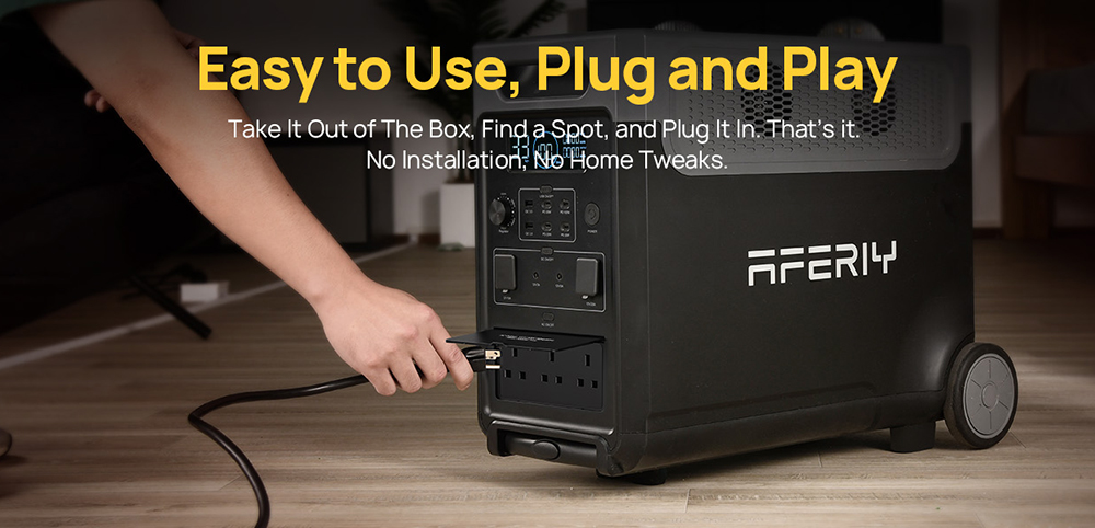 AFERIY P310 Portable Power Station, 3600W Pure Sine Wave Output, 3840Wh LiFePO4 Battery, Expandable to 11520Wh, 1.5H Fast Charging, ≤10ms UPS, 2000W Solar Input, 14 Outputs, 3W LED Light, for Home Backup, RV & Camping