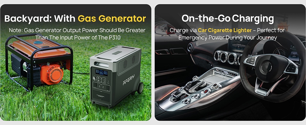 AFERIY P310 Portable Power Station, 3600W Pure Sine Wave Output, 3840Wh LiFePO4 Battery, Expandable to 11520Wh, 1.5H Fast Charging, ≤10ms UPS, 2000W Solar Input, 14 Outputs, 3W LED Light, for Home Backup, RV & Camping