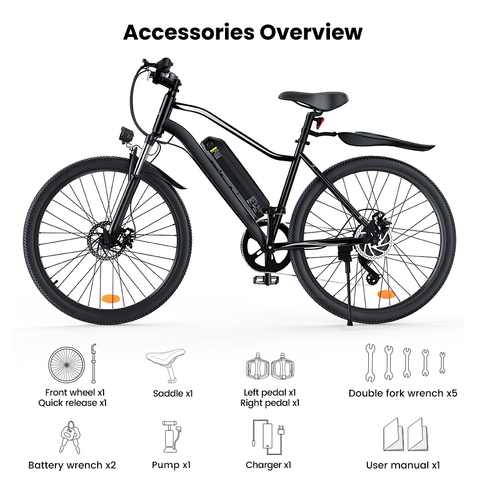 EB3S Elektrofahrrad, 350-W-Motor, 36-V-15-Ah-Akku, 35 km/h Höchstgeschwindigkeit, 90 km Reichweite, 5 Geschwindigkeitsstufen, 26
