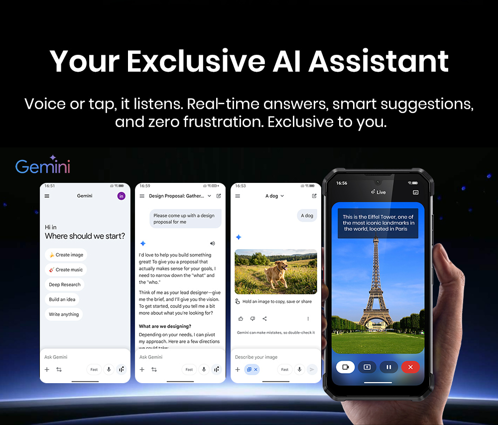 Smartphone robuste FOSSiBOT F106 Plus, 6 Go de RAM + 128 Go de ROM, batterie 12 000 mAh, deux haut-parleurs stéréo 120 dB, caméra de vision nocturne 20 MP, caméra IA 50 MP, écran 6,745