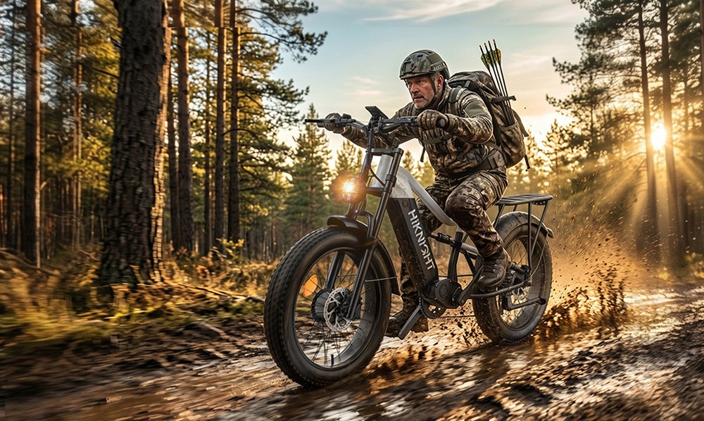 Vélo électrique HIKNIGHT H6 PRO, double moteur de 4000 W (puissance maximale), batterie amovible 52 V 20 Ah, autonomie de 145 km, vitesse maximale de 64 km/h, couple de 200 N·m, fourche avant à double té, suspension arrière à air, transmission Shimano 7 vitesses, pneus tout-terrain larges - Noir et blanc