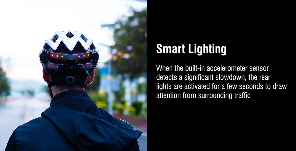 LIVALL BH60SE Neo Smart Helmet, Fall Detection & SOS Alert, Auto Brake Warning, Auto On/Off, Handlebar Remote, PTT Walkie-Talkie, 24 Air Vents - White
