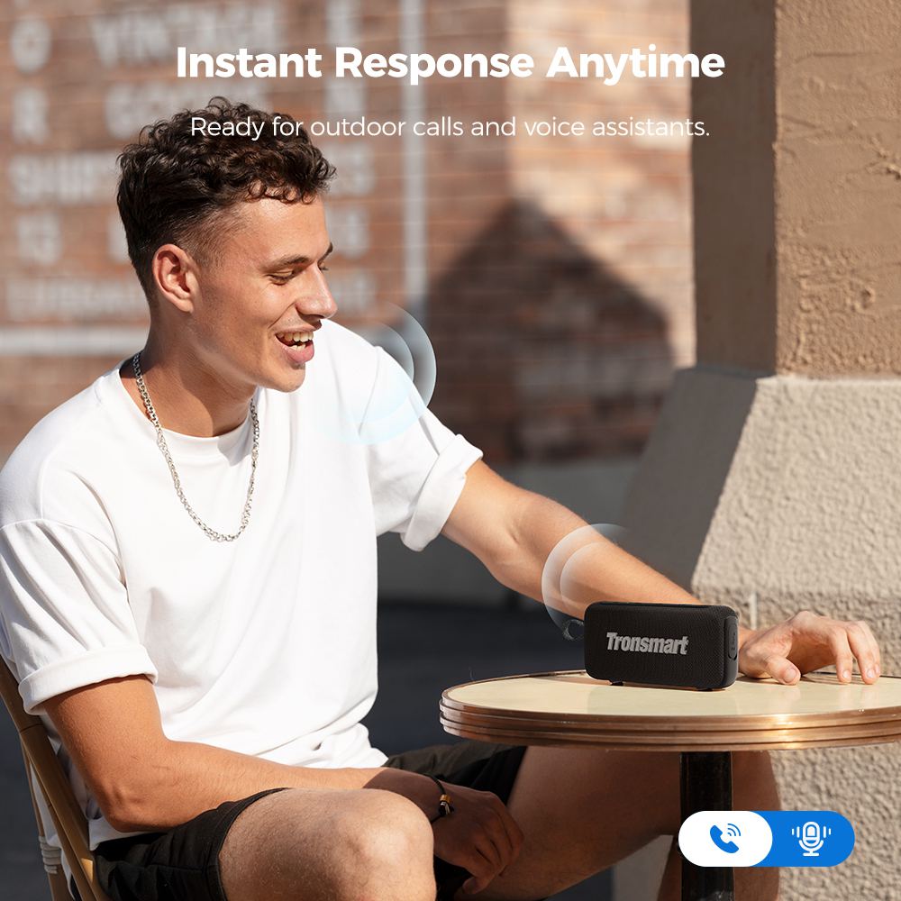 Tronsmart Trip 2 Portable Outdoor Speaker, SoundPulse Deep Bass, 42mm Full-Range Driver, Dual Passive Radiators, Bluetooth 5.3, IPX7 Waterproof, 20H Playtime, Built-in Mic, Type-C Charging