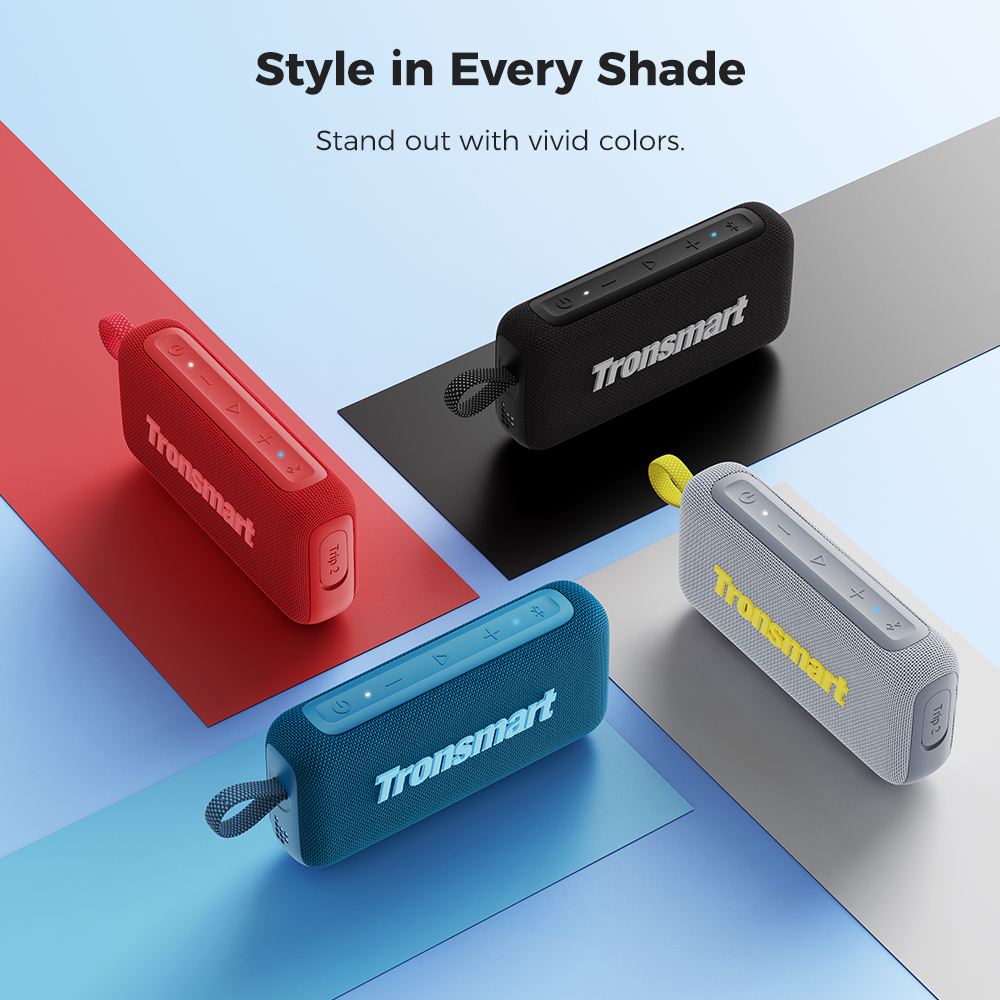 Tronsmart Trip 2 Portable Outdoor Speaker, SoundPulse Deep Bass, 42mm Full-Range Driver, Dual Passive Radiators, Bluetooth 5.3, IPX7 Waterproof, 20H Playtime, Built-in Mic, Type-C Charging