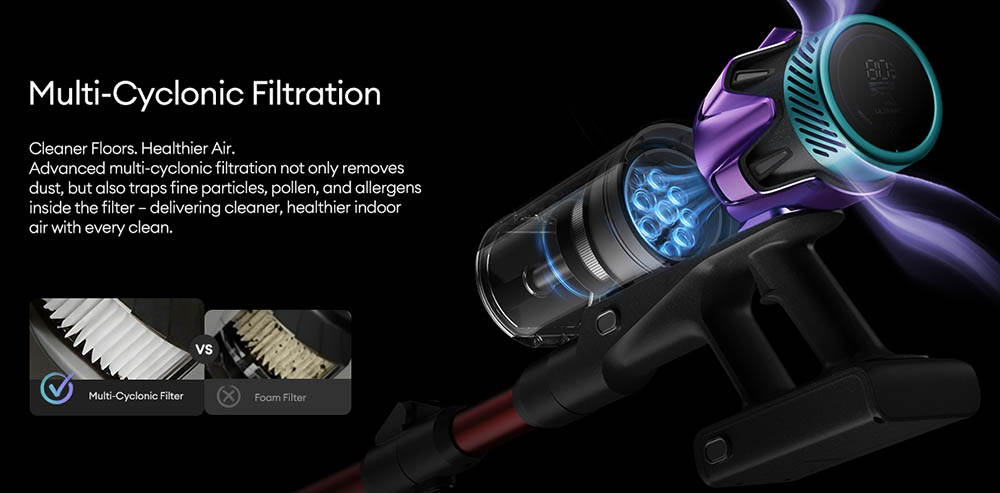 Ultenic U18 Pro Akku-Staubsauger, 55 kPa starke Saugleistung, 600-W-Motor, bis zu 80 Minuten Laufzeit, Anti-Verwicklungs-Rollenbürste, intelligentes LED-Display, 6-Schicht-Filtration, Wandmontage-Ladestation für Tierhaare und Hartböden