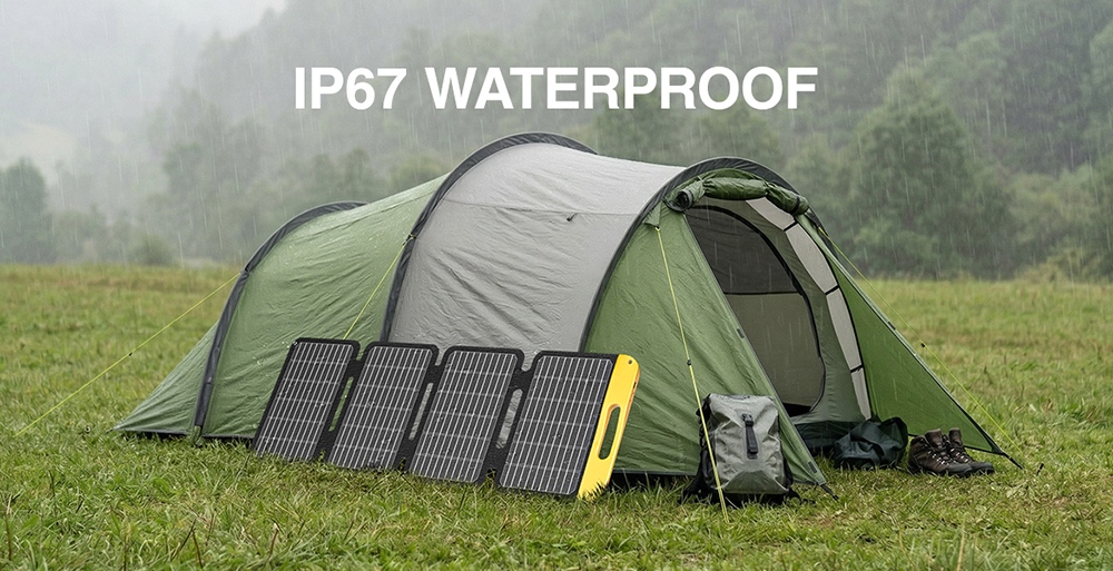 Panneau solaire pliable VTOMAN VS40 40 W, cellules monocristallines haute efficacité (25 %), charge rapide PD 30 W USB-C et USB-A, étanchéité IP67, idéal pour le camping, les caravanes, la randonnée et les stations d'alimentation.