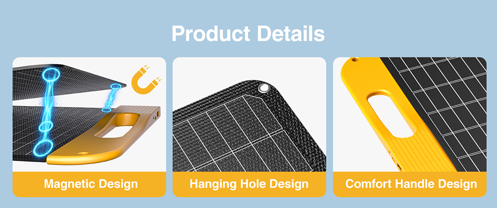 Panneau solaire pliable VTOMAN VS40 40 W, cellules monocristallines haute efficacité (25 %), charge rapide PD 30 W USB-C et USB-A, étanchéité IP67, idéal pour le camping, les caravanes, la randonnée et les stations d'alimentation.