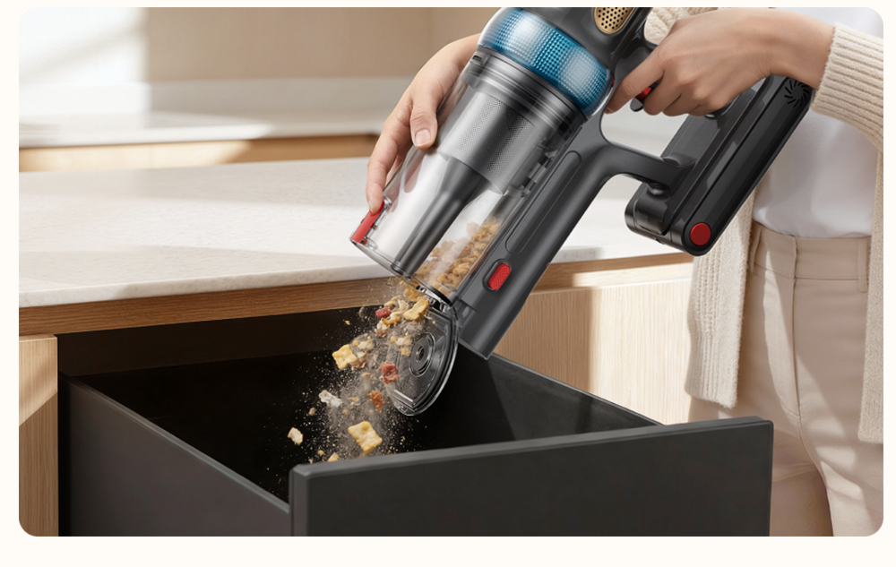 Yaber P20 Akku-Staubsauger, 33 kPa Saugkraft, 400-W-Motor, 52 Minuten Laufzeit, 0,8-Liter-Staubbehälter, freistehend, HEPA-Filterung, LED-Anzeige, verwicklungsfreie Bürste, Reinigung verschiedener Oberflächen wie Teppiche und Hartböden