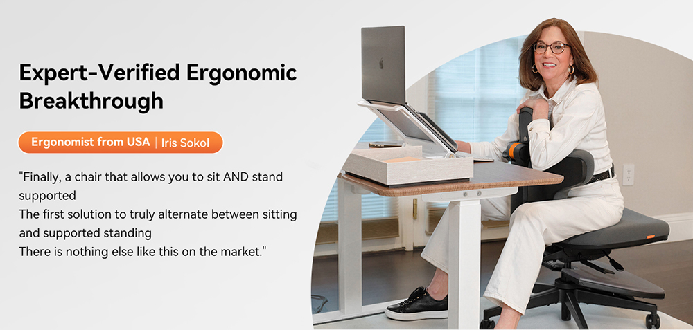 NEWTRAL MT-M Standing-Mate Ergonomischer Steh-Schreibtischstuhl, 5-in-1 Adaptives Sitzsystem, 167 ° klappbare Rückenlehne, verstellbare Sitzhöhe 46-57 cm, Sitztiefe 38-44 cm, armloses Design, vollständig einstellbare Ergonomie, 150 kg Tragfähigkeit - Dunkelgrau