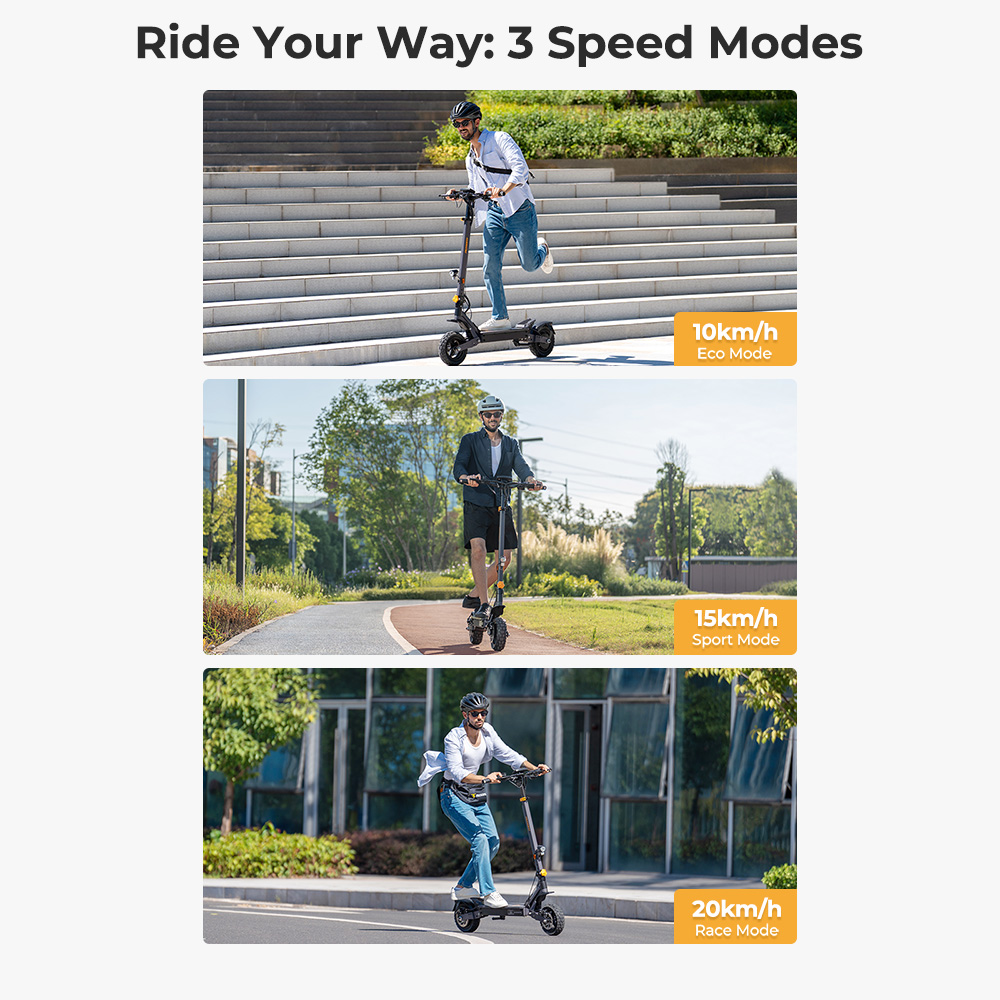 Ausom L1 Electric Scooter ABE Version, 500W Motor, 48V 20.8Ah Battery, 10 inch Tires, 20km/h Max Speed, 90km Range, Front & Rear Disc Brakes, Swingarm Suspension, NFC & Passcode Unlock