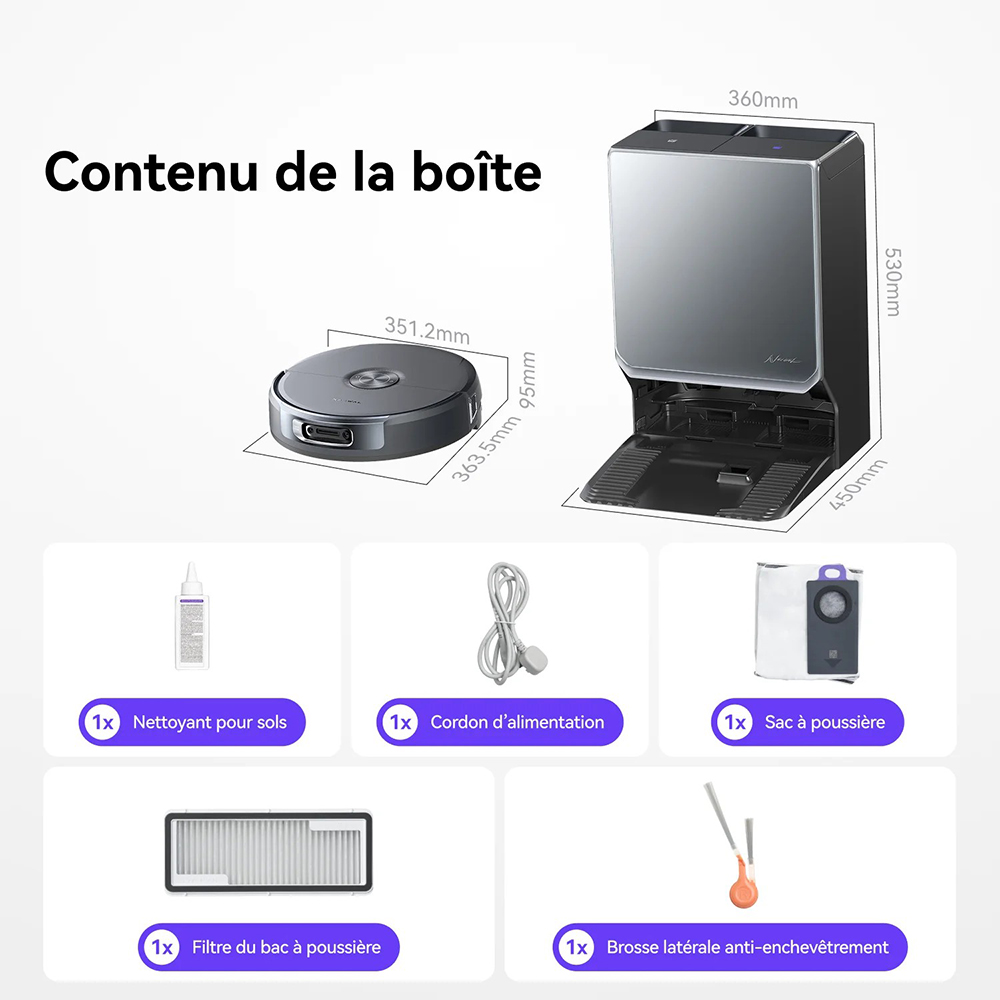 Narwal Flow 2 Robot Aspirateur et Laveur, aspiration 31 000 Pa, double vision IA 1080P, navigation LiDAR cachée, nettoyage à l'eau chaude 60 °C, batterie 7000 mAh, système anti-enchevêtrement, auto-vidage 2,4 L, station sans entretien 120 jours