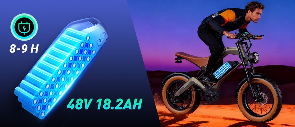 ZONVEER M20 Electric Bike, 1500W Peak (750W Rated) Geared Hub Motor, 48V 18.2Ah Battery, 55km/h Max Speed, 100km Range, Full Suspension, 20