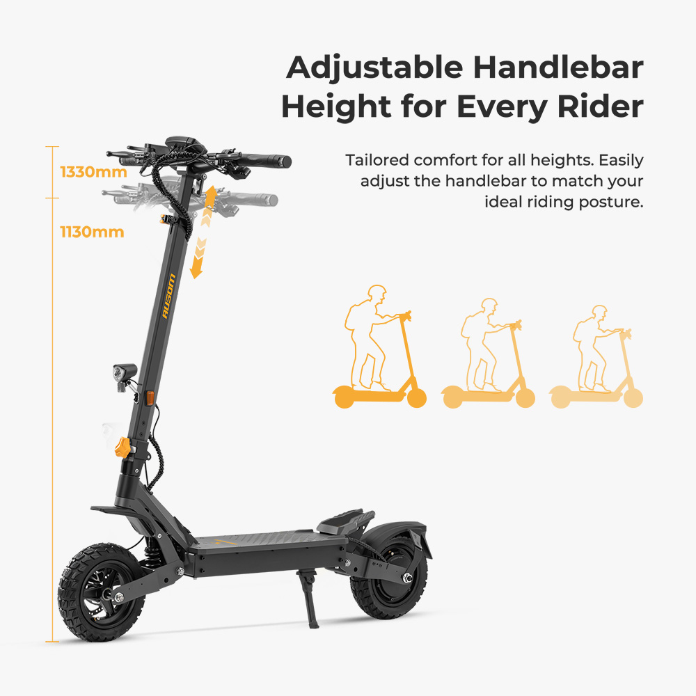 Ausom L1 Electric Scooter ABE Version, 500W Motor, 48V 20.8Ah Battery, 10 inch Tires, 20km/h Max Speed, 90km Range, Front & Rear Disc Brakes, Swingarm Suspension, NFC & Passcode Unlock