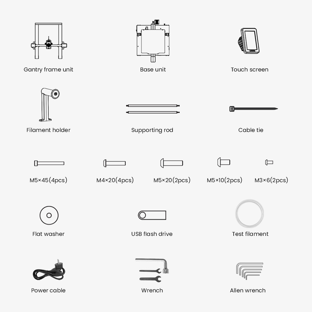 LONGER LK10 3D Printer, 500mm/s Print Speed, 0.1mm Accuracy, 225×225×265mm Build Volume, Full Auto Leveling, 4.3-inch Touchscreen, Dual Z-Axis, 300°C Hotend, WiFi/LAN/USB Connectivity, Compatible with PLA/PETG/ABS/ASA/TPU