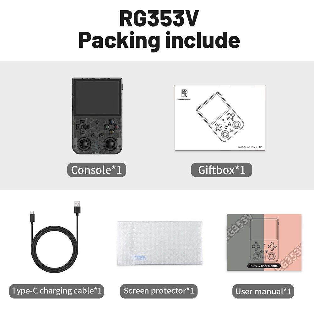 ANBERNIC RG353V Portable Retro Game Console, Android + Linux Dual OS, RK3566 Chip, 3.5