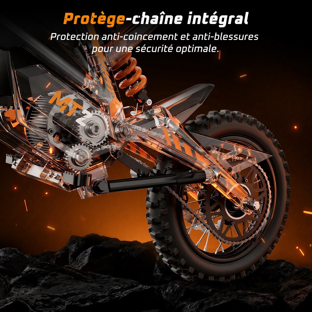 MT2 Moto Électrique, Puissance de Pointe 3000W, Batterie Amovible 48V 22,5Ah, Couple de 220Nm, Vitesse Max. 60km/h, Autonomie Jusqu'à 72km, Freins à Disque Hydrauliques, Suspension Hydraulique, Déverrouillage NFC - Orange