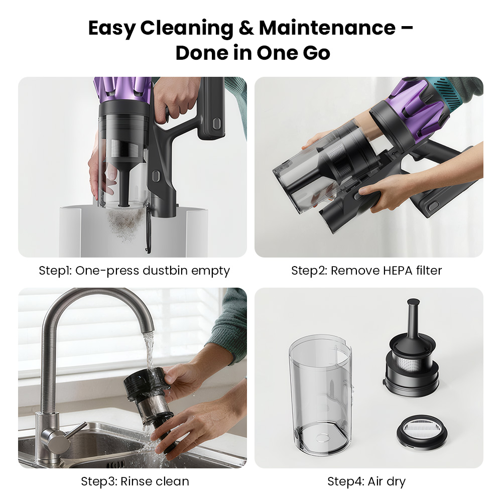 Ultenic U18 PowerPro Cordless Vacuum Cleaner, 55kPa Powerful Suction, 600W Motor, Up to 80 Min Runtime, Anti-Tangle Roller Brush, Smart LED Display, 6-Layer Filtration, Wall-Mount Charging Dock for Pet Hair & Hard Floors