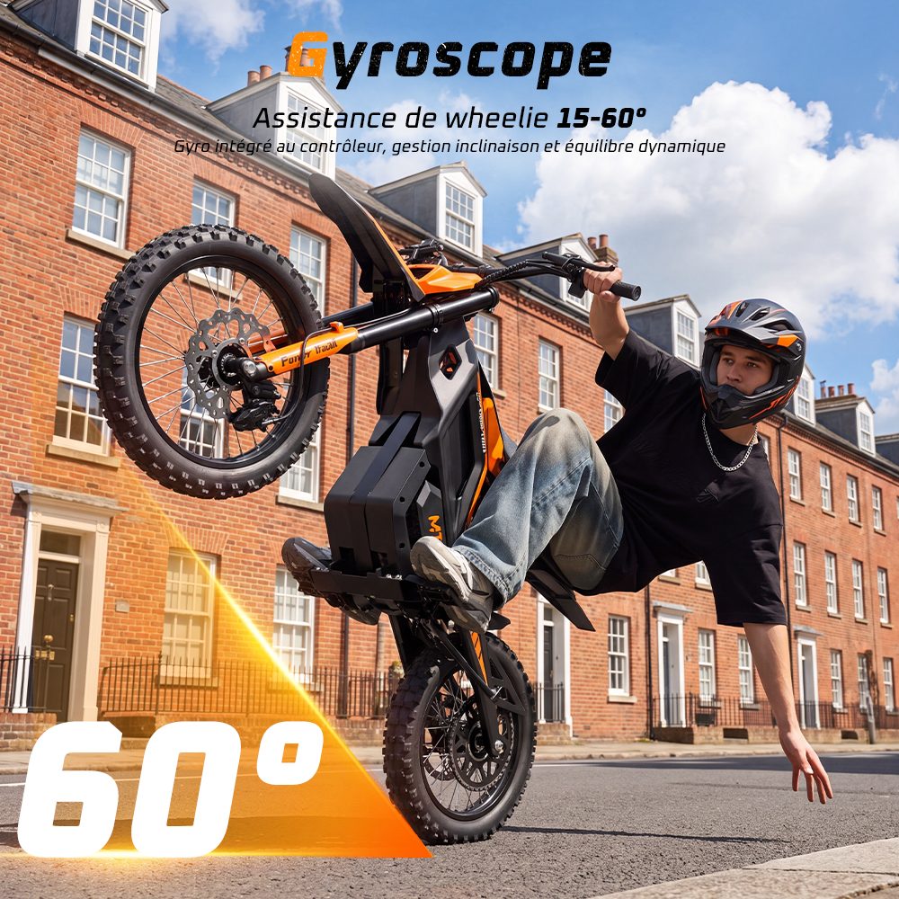 MT2 Moto Électrique, Puissance de Pointe 3000W, Batterie Amovible 48V 22,5Ah, Couple de 220Nm, Vitesse Max. 60km/h, Autonomie Jusqu'à 72km, Freins à Disque Hydrauliques, Suspension Hydraulique, Déverrouillage NFC - Orange
