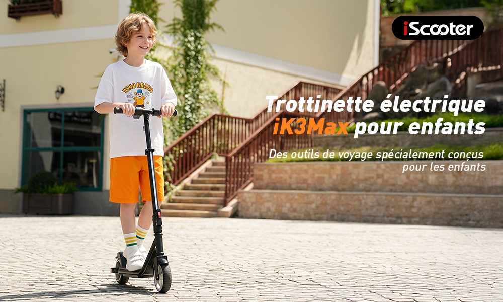 iScooter iK3Max Trottinette électrique pour enfants, moteur 200W, batterie 21.6V 4.5Ah, pneus pleins de 6.5