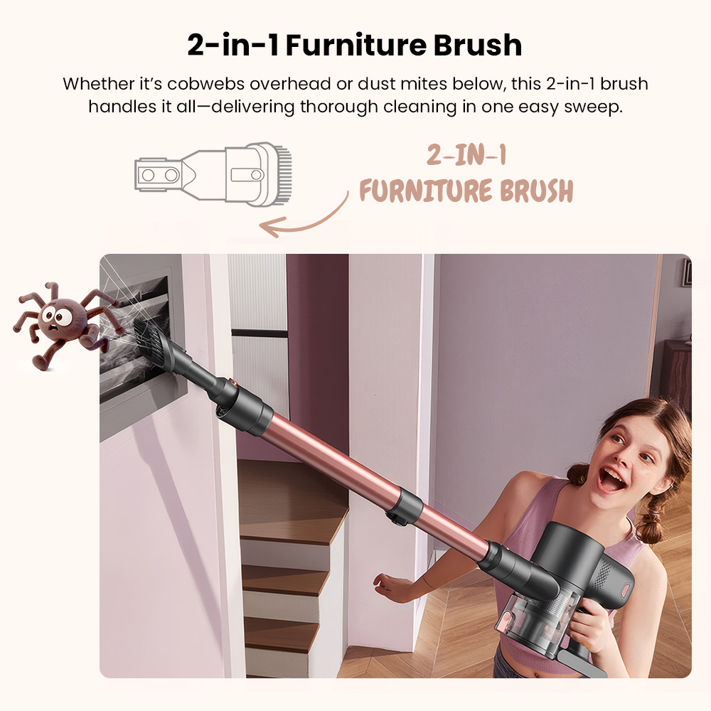 Vactidy V10 Pro Cordless Stick Vacuum, 45000Pa Suction, 550W Motor, Up to 45 Min Runtime, Detachable 2200mAh Battery, 5-Stage Filtration, 500ml Dust Cup, LED Display, Green Light Dust Detection