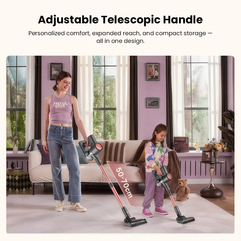 Vactidy V10 Pro Cordless Stick Vacuum, 45000Pa Suction, 550W Motor, Up to 45 Min Runtime, Detachable 2200mAh Battery, 5-Stage Filtration, 500ml Dust Cup, LED Display, Green Light Dust Detection