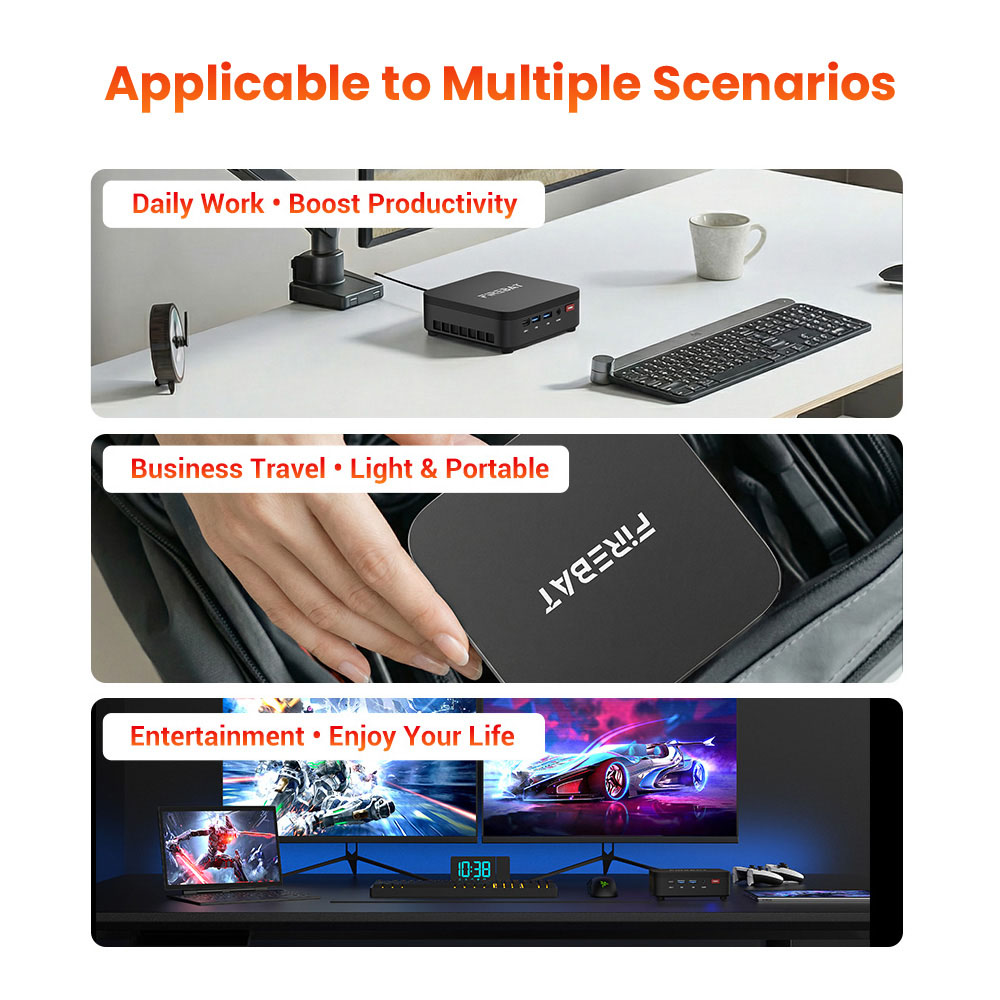 FIREBAT R3 Mini PC, AMD Ryzen 5 7430U 6 Cores 12 Threads Up to 4.3GHz, 16GB LPDDR4 RAM 512GB SSD, AMD Radeon Graphics, Dual M.2 SSD Expansion, HDMI + DP + USB-C 4K Triple Display, Gigabit RJ45, WiFi 6, Bluetooth 5.2
