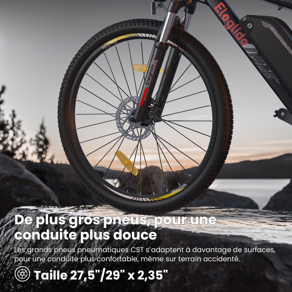 Eleglide Mopride 2 Vélo Électrique Tout Terrain 27,5 Pouces, Moteur 250 W, Vitesse Max. 25 km/h, Batterie 36 V 18 Ah, Autonomie Jusqu'à 150 km, Transmission Shimano 21 Vitesses, Freins à Disque Hydrauliques, Suspension Avant - Noir