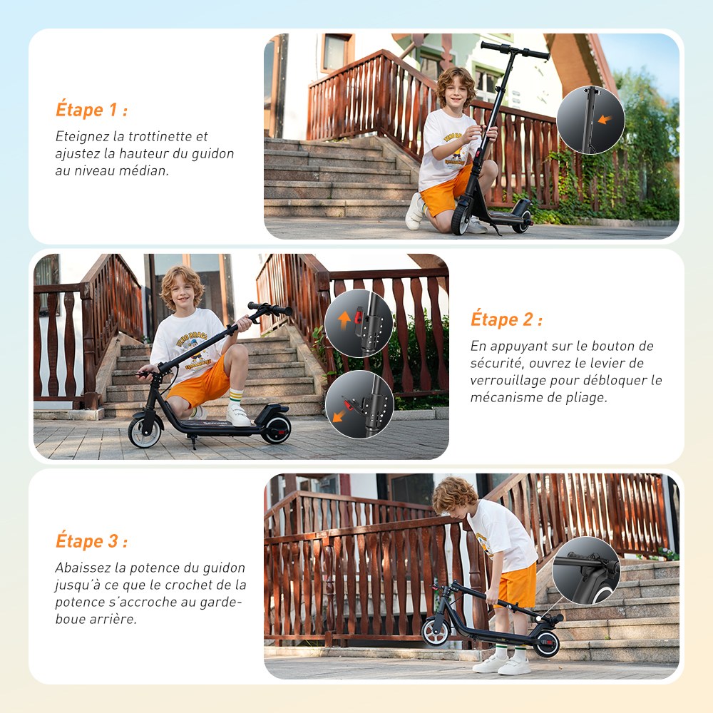 iScooter iK3Max Trottinette électrique pour enfants, moteur 200W, batterie 21.6V 4.5Ah, pneus pleins de 6.5