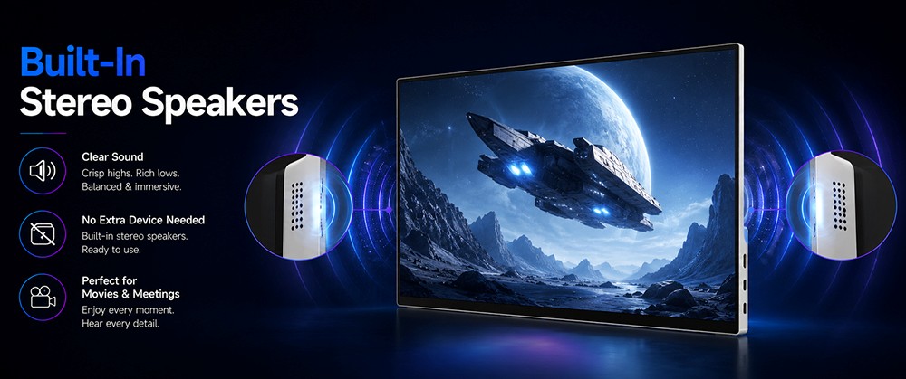 Moniteur portable ALLIWAVA P16 Pro, écran IPS 16 pouces 2,5K QHD+ (2560 × 1600), taux de rafraîchissement de 144 Hz, couverture colorimétrique sRGB de 100 %, luminosité de 400 nits, angle de vision large de 170°, AMD FreeSync, double port USB-C et mini HDMI, compatible avec ordinateurs portables, MacBook, mini PC, Switch et PS5.
