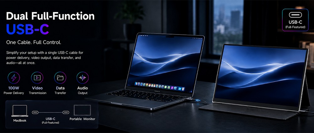 Moniteur portable ALLIWAVA P16 Pro, écran IPS 16 pouces 2,5K QHD+ (2560 × 1600), taux de rafraîchissement de 144 Hz, couverture colorimétrique sRGB de 100 %, luminosité de 400 nits, angle de vision large de 170°, AMD FreeSync, double port USB-C et mini HDMI, compatible avec ordinateurs portables, MacBook, mini PC, Switch et PS5.