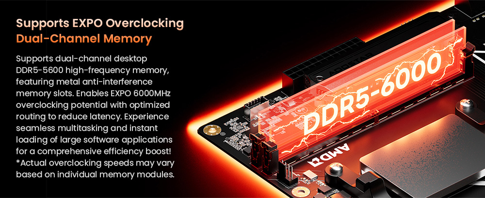 Carte mère pour PC de bureau AOOSTAR TA95X3D, AMD Ryzen 9 9955HX3D, 16 cœurs 32 threads, jusqu'à 5,4 GHz, 128 Mo de cache L3, DDR5-5600, prise en charge de l'overclocking EXPO, PCIe 5.0, double M.2 NVMe, LAN 5G, ports HDMI + DP + USB 3.0