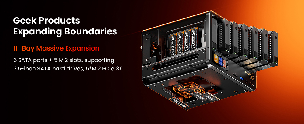 AOOSTAR WTR MAX NAS Mini PC Barebone (No RAM No SSD), Intel Core i5-1235U 10 Core Max 4.4GHz, 11-Bay Storage (6×3.5