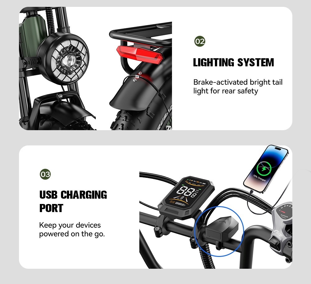APEFOX RH20 Faltbares Elektrofahrrad, zwei 750-W-Nabenmotoren, 48-V-22,5-Ah-Lithium-Akku, 50 km/h Höchstgeschwindigkeit, 100 km Reichweite, 20×4,0