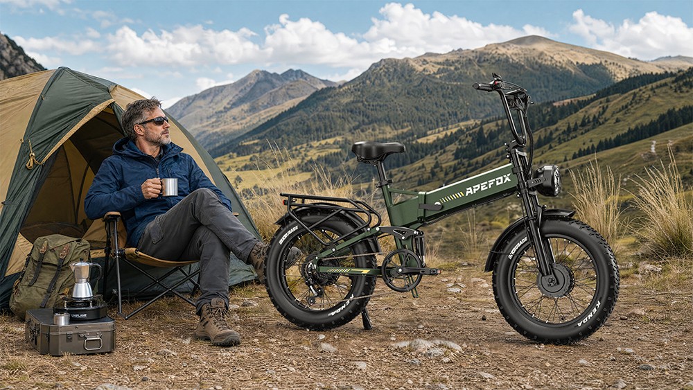 APEFOX RH20 Faltbares Elektrofahrrad, zwei 750-W-Nabenmotoren, 48-V-22,5-Ah-Lithium-Akku, 50 km/h Höchstgeschwindigkeit, 100 km Reichweite, 20×4,0