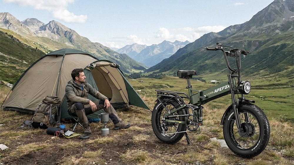 APEFOX RH20 Faltbares Elektrofahrrad, zwei 750-W-Nabenmotoren, 48-V-22,5-Ah-Lithium-Akku, 50 km/h Höchstgeschwindigkeit, 100 km Reichweite, 20×4,0