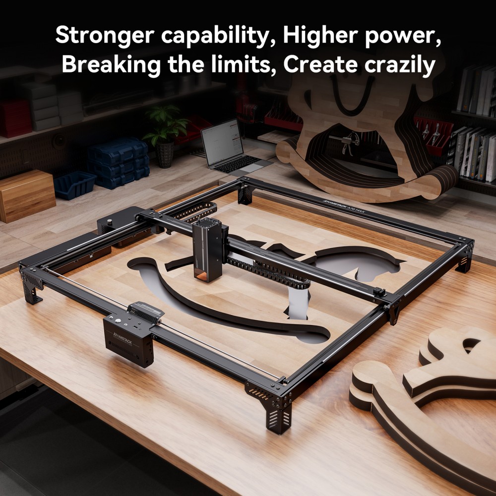 ATOMSTACK A70 MAX 70W Laser Engraver Cutter, 800×850mm Working Area, 400mm/s Speed, 0.02mm Precision, One-Click Auto Focus, Offline Touchscreen Control, Intelligent Air Assist, Dual-Rail Motion System, Flame Detection, Power-Loss Resume