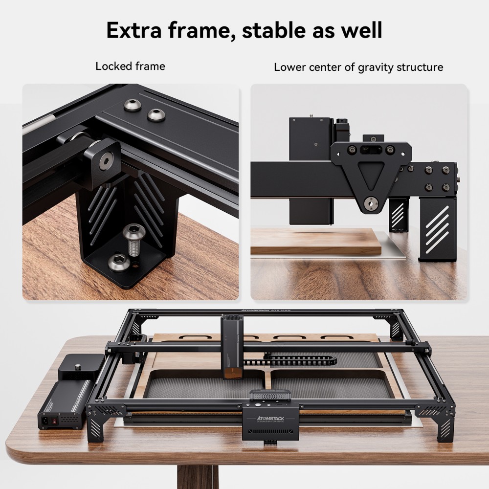ATOMSTACK A70 MAX 70W Laser Engraver Cutter, 800×850mm Working Area, 400mm/s Speed, 0.02mm Precision, One-Click Auto Focus, Offline Touchscreen Control, Intelligent Air Assist, Dual-Rail Motion System, Flame Detection, Power-Loss Resume