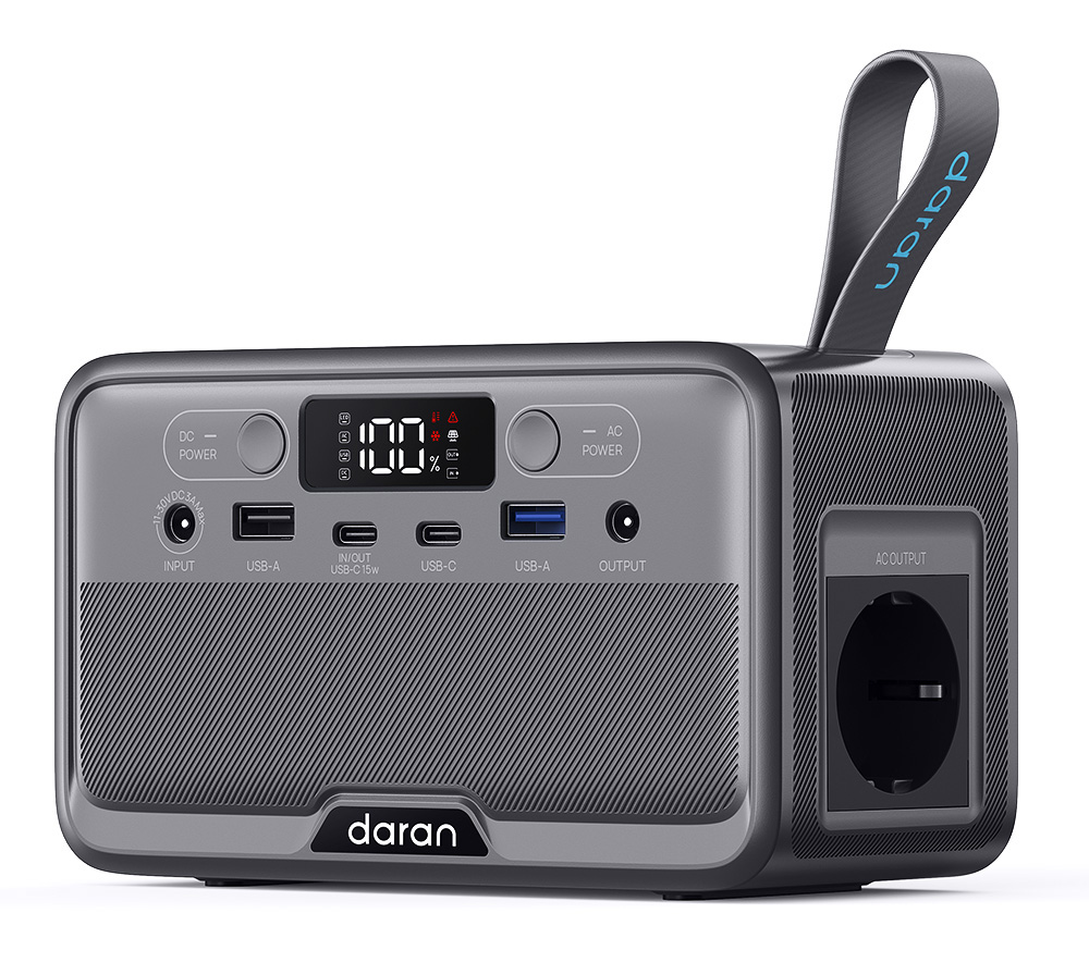 DaranEner YOUYO R100 Pro Portable Power Station, 99Wh LiFePO4 Battery, 100W Pure Sine Wave Output, 200W Surge, 30W Solar Input, 65W USB-C PD, Dual 18W USB-A, 60W DC5521 Output for Camping, Road Trips & Emergency Power
