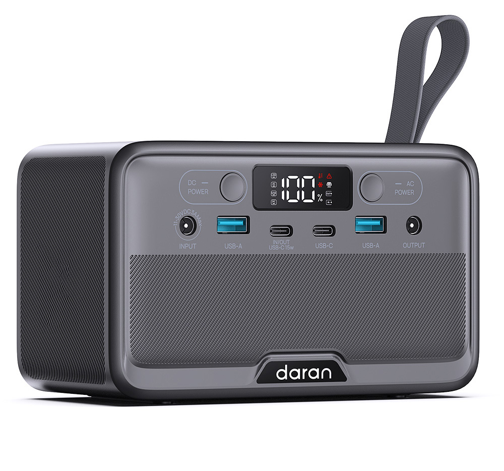 DaranEner YOUYO R100 Pro Portable Power Station, 99Wh LiFePO4 Battery, 100W Pure Sine Wave Output, 200W Surge, 30W Solar Input, 65W USB-C PD, Dual 18W USB-A, 60W DC5521 Output for Camping, Road Trips & Emergency Power