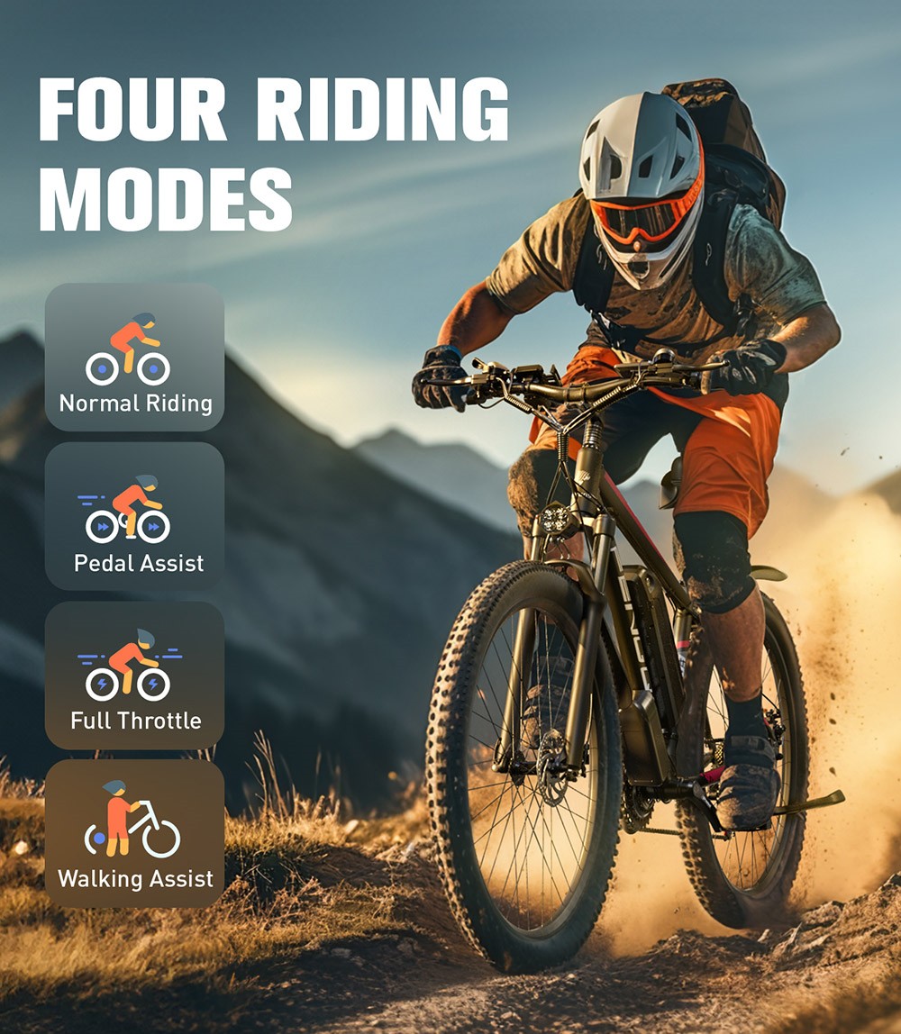 FENGOS Q8 Electric Bike, 750W Brushless Motor, 48V 17.5Ah Removable Battery, 50km/h Top Speed, 85km Max Range, 27.5-inch Fat Tire, Shimano 21-Speed Gear, Mechanical Disc Brakes - Black