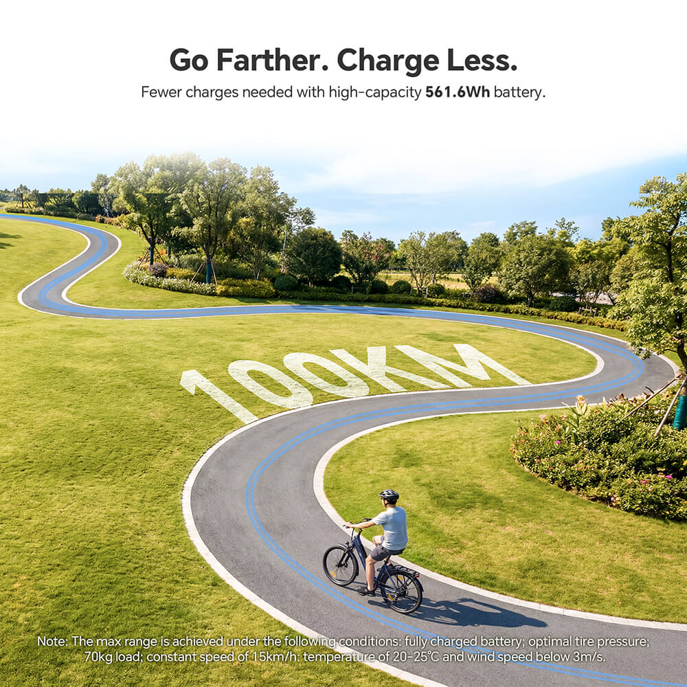 Foride Roamer 2 Step-Thru Electric Bike, 250W Motor, 36V 15.6Ah Battery, 26'×1.75' Tires, 25km/h Max Speed, 100km Max Range, Mechanical Disc Brake & E-Brake, Front Suspension, Shimano 7-speed, 120kg Max Load