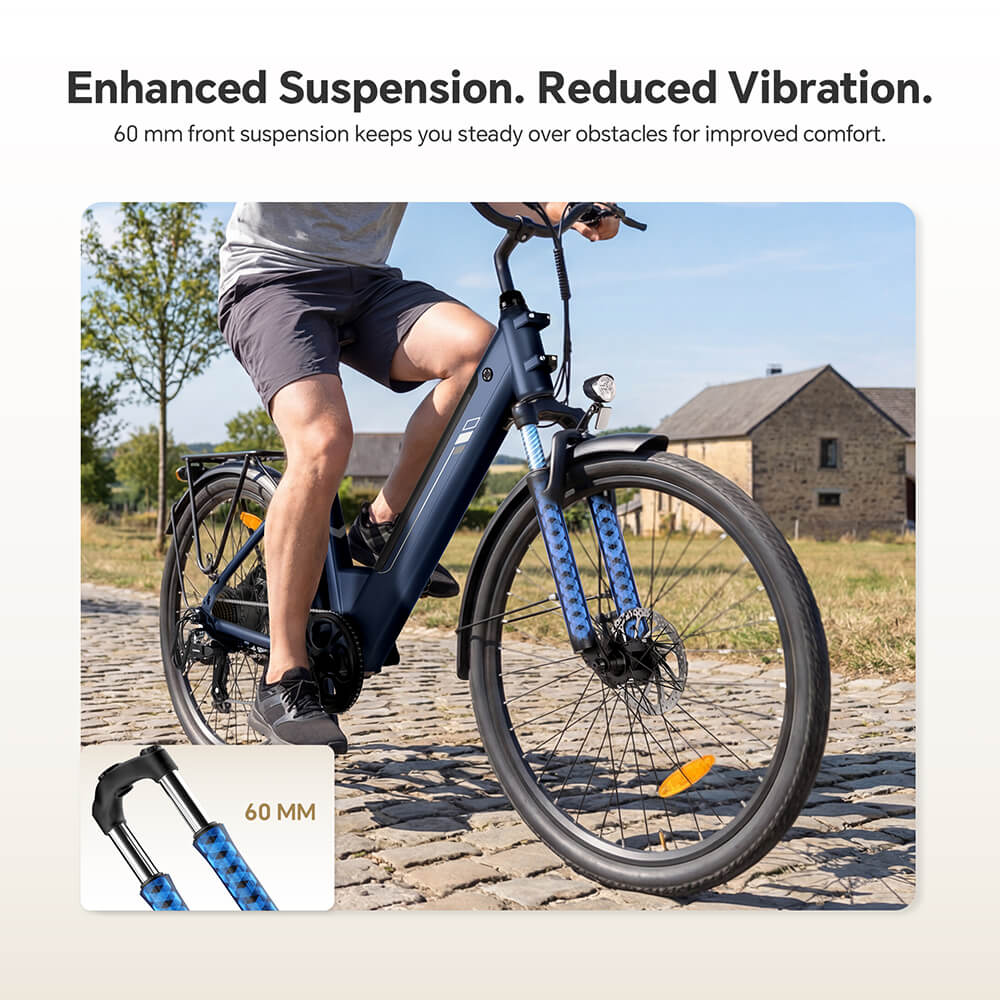 Foride Roamer 2 Step-Thru Electric Bike, 250W Motor, 36V 15.6Ah Battery, 26'×1.75' Tires, 25km/h Max Speed, 100km Max Range, Mechanical Disc Brake & E-Brake, Front Suspension, Shimano 7-speed, 120kg Max Load