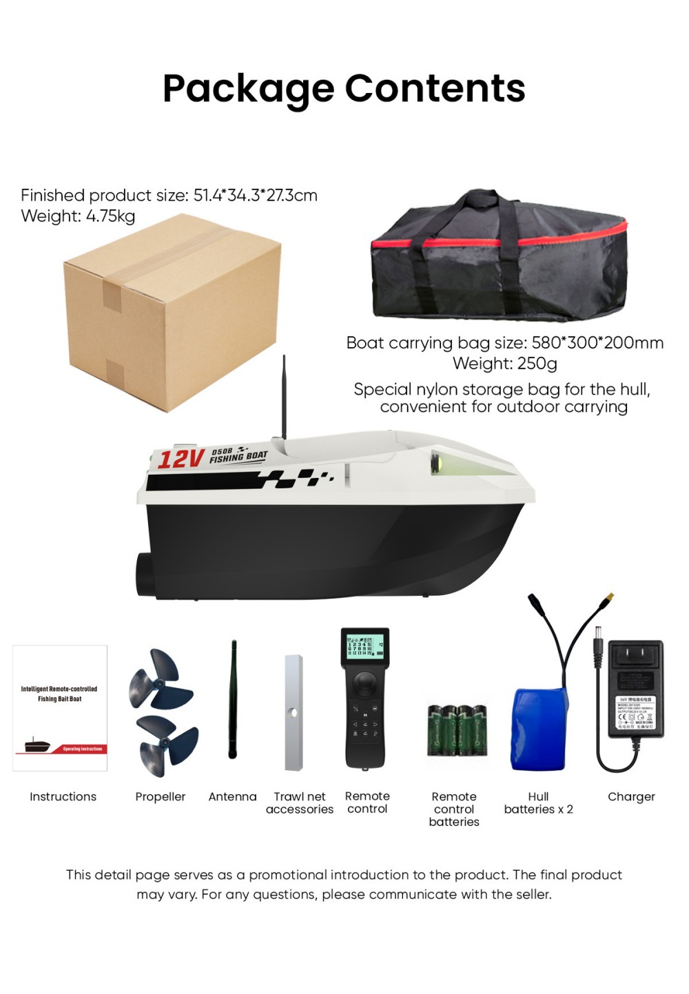 LOKEEVAN D50B GPS-Futterboot mit Fernbedienung, 12-V-Doppelmotor mit hohem Drehmoment, GPS- und Beidou-Positionierung, 500-m-Fernsteuerung, 2-kg-Köderbehälter, zwei 15600-mAh-Akkus, automatischer Rücklauf, Schleppnetz- und Schlepphakenhalterung – Weiß