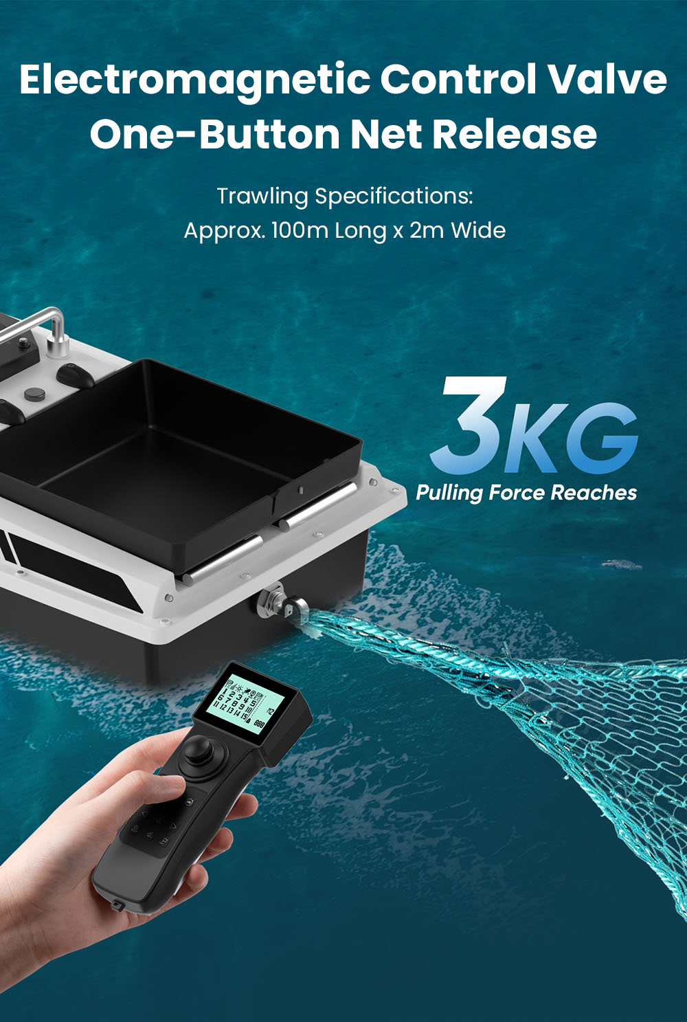 LOKEEVAN D80B GPS-Futterboot mit zwei 795-Motoren, 3,6 m/s Geschwindigkeit, 3 kg Zugkraft, 2 kg Futterbehälter, GPS- und Beidou-Positionierung, 500 m Reichweite der Fernbedienung, automatische Rückkehr, Tempomat, wasserdichter Rumpf – Weiß