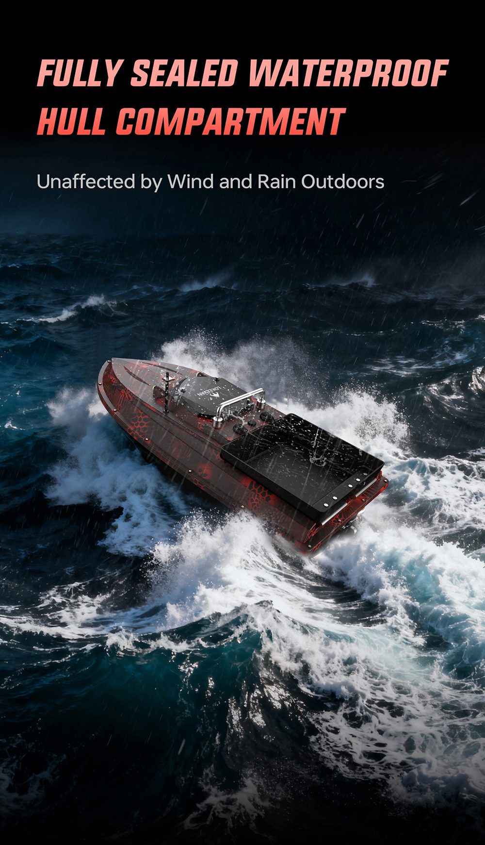 OKEEVAN D80E GPS-Futterboot mit Fernbedienung, zwei 795-Motoren, bis zu 4 m/s Geschwindigkeit, 3 kg Zugkraft, 3 kg Futterbehälter, GPS- und Beidou-Positionierung, 500 m Reichweite der Fernbedienung, Wassertiefen- und Temperaturerkennung, automatische Rückkehr, Tempomat – Rot